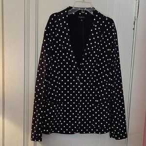 Talbots Womens Knit Blazer - Navy with White Polka Dots - XL - Like New